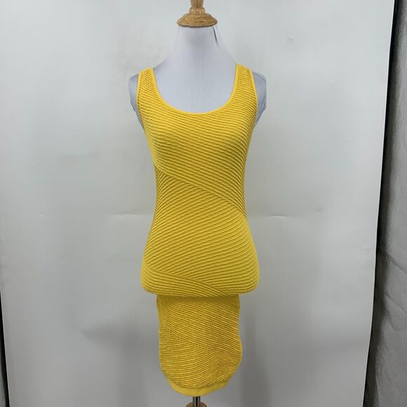 Bebe Bodycon Dress Womens PS Petite Small Sunflower Textured Cutout Back Fitted - Picture 2 of 14